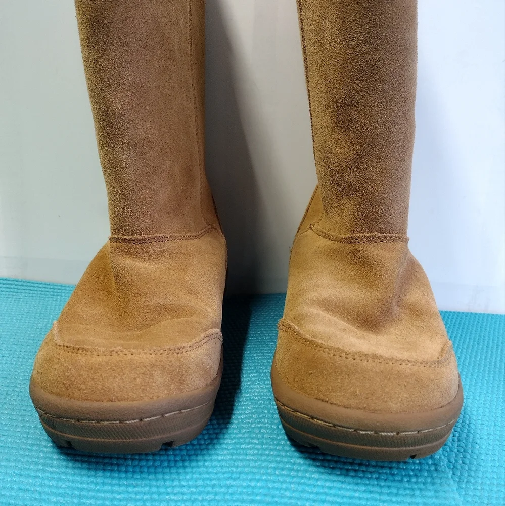 Bass Women's Winter Leather Flat Boots Suede Size 8